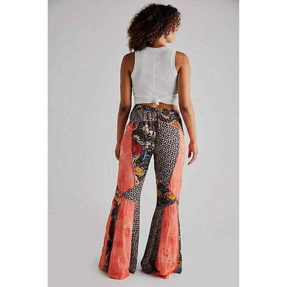 NWT Free People Love Is Wild High Rise Patchwork Bell Bottoms Pants Size XS $228 - Picture 2 of 7